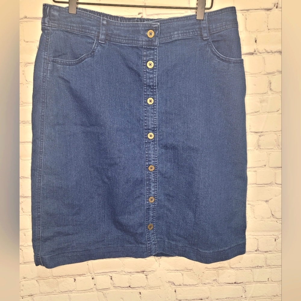 LAURA SCOTT Jean Button Front Elastic Waist in Back Size 12‎